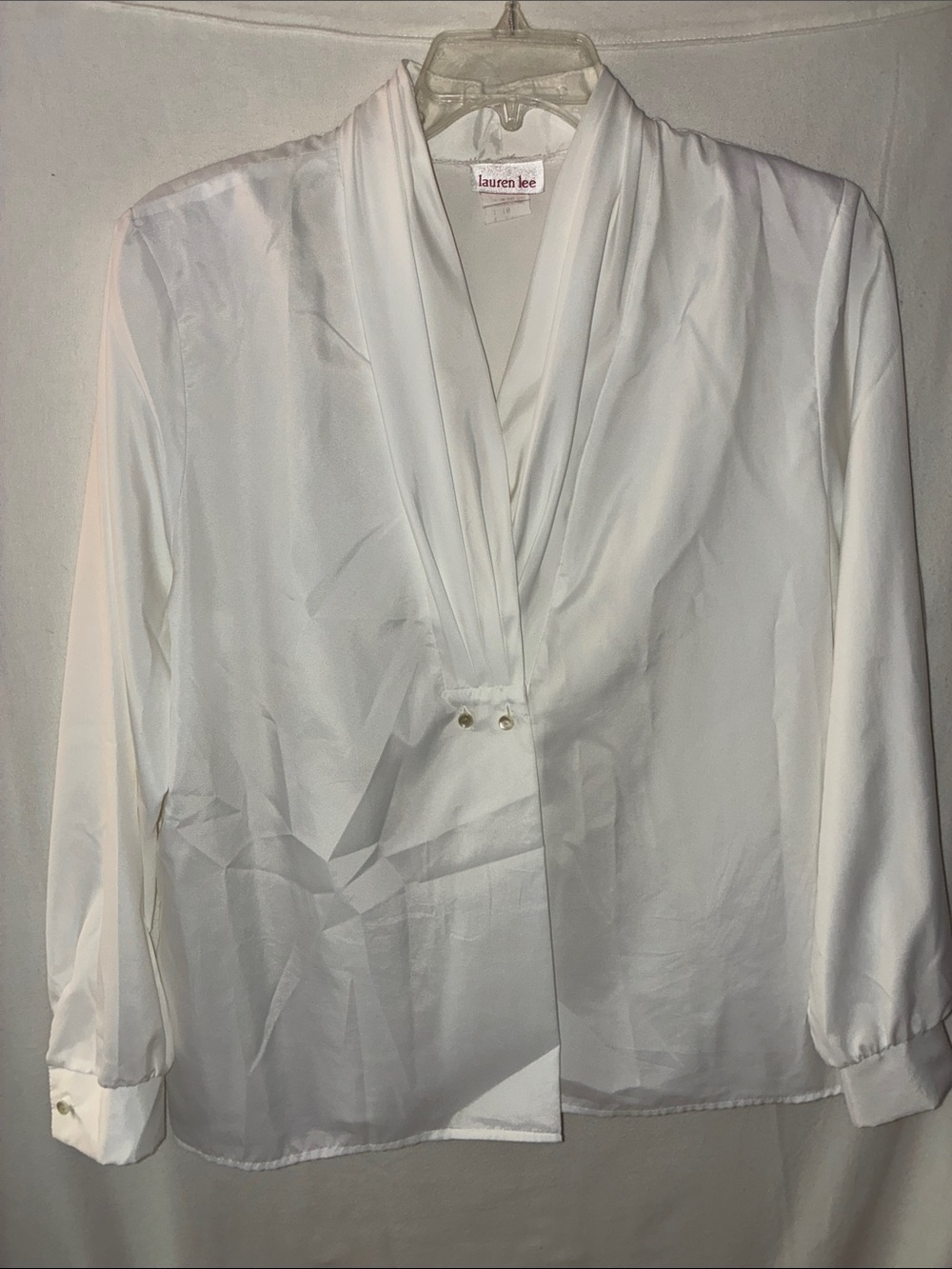 Lauren Lee White Draped V-Neck Blouse